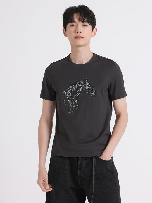 callisto深灰色棉混纺T恤短袖 STTSS090T 商品图0