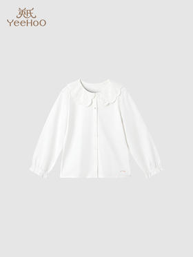 英氏童装女宝宝吸湿速干刺绣翻领衬衫纯棉2024新款YRCAJ1Q232A