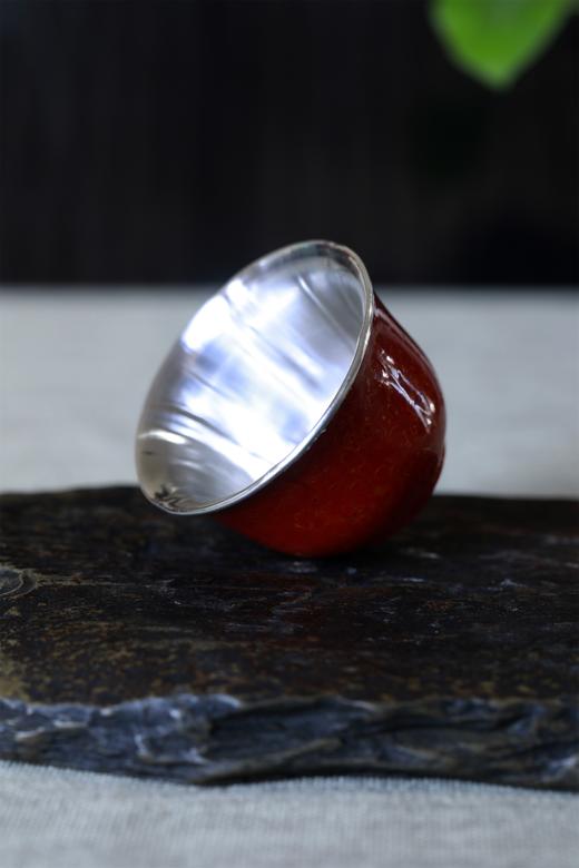 大漆银杯°海棠花杯（漆纹随机） 商品图1