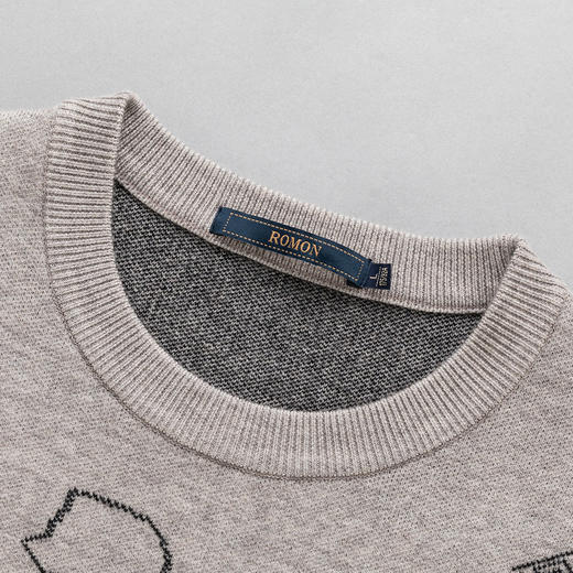 27DKMY1072【双面提花】罗蒙秋冬加厚毛衣男提花男士针织衫保暖针织衫男舒适男士毛衣 商品图4