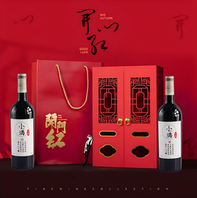 新疆天山南麓红酒 赤霞珠梅洛干红葡萄酒 15度 一号开门红双支礼盒装750ml*2