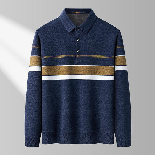 【加绒加厚】罗蒙秋冬速暖仿羊绒polo衫男长袖t恤休闲时尚男士polo衫长袖 商品图2