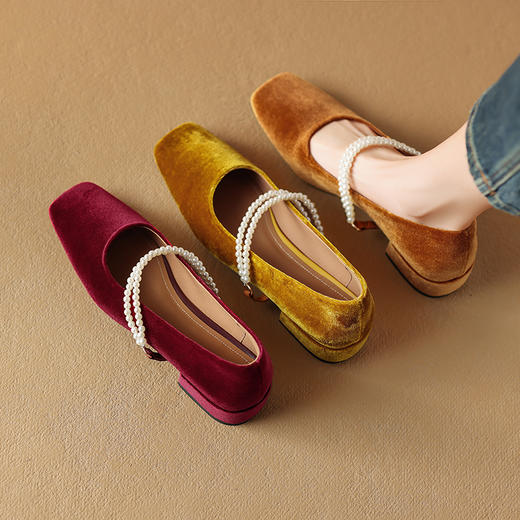 复古优雅，丝绒复古玛丽珍单鞋DQ1920 商品图3