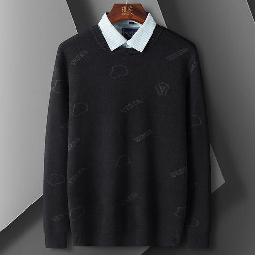 27DKMY1072【双面提花】罗蒙秋冬加厚毛衣男提花男士针织衫保暖针织衫男舒适男士毛衣 商品图2