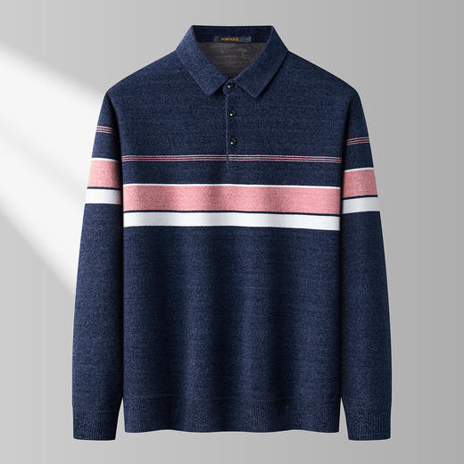 【加绒加厚】罗蒙秋冬速暖仿羊绒polo衫男长袖t恤休闲时尚男士polo衫长袖 商品图3