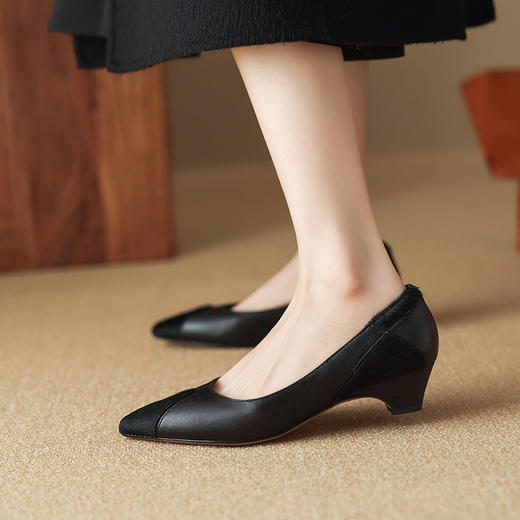 春季新款，浅口拼色小皮鞋爆款网红女鞋真皮鞋子HYT-7323 商品图6