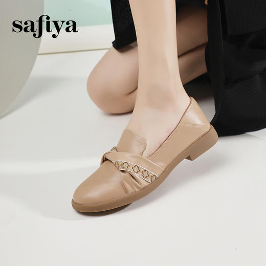 Safiya/索菲娅2024春季新品扭结淑女风真皮软底百搭浅口休闲单鞋 SF41111106 商品图8