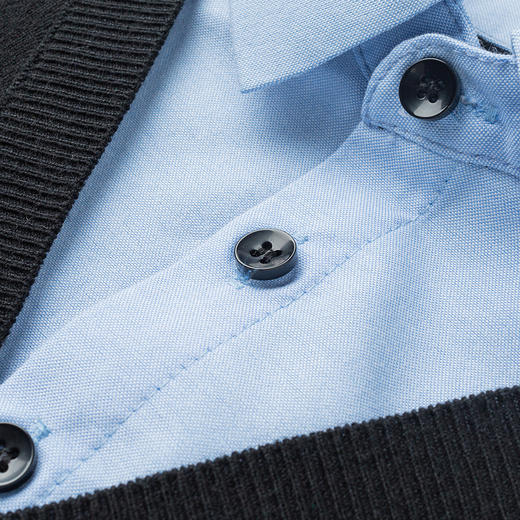 罗蒙秋冬男士时尚复古嵌花假两件针织衫男轻薄舒适毛衣男休闲百搭针织衫 商品图4