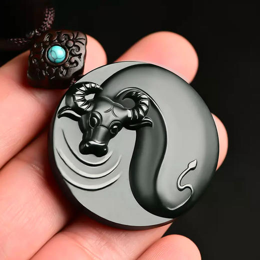 和田墨玉极牛勇进平安扣  精工细作 手工打磨 商品图1