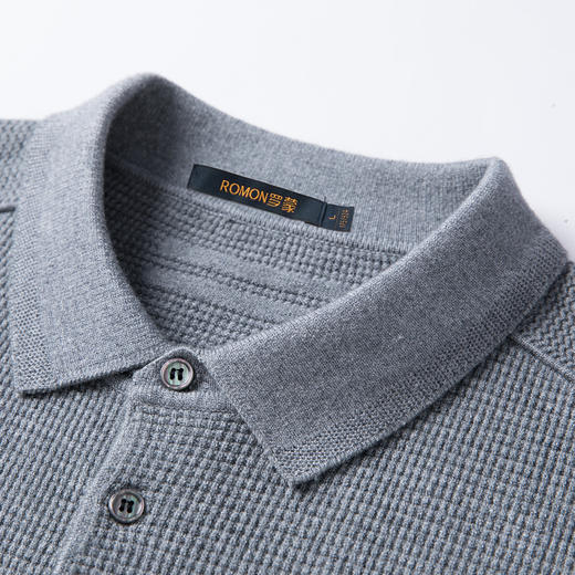 【华夫格含羊毛】罗蒙秋冬肌理感polo衫男长袖针织衫男休闲百搭毛衣男t恤 商品图7