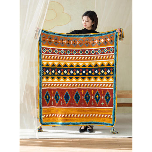 苏苏姐家帕拉孜钩针提花毯手工编织自制diy钩针毯子材料包毛线团 商品图3