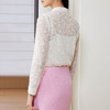 玳莎羊毛蕾丝提花两件套小衫女2024春季新款飘带设计感优雅上衣  EA31307 商品缩略图3
