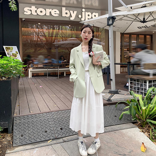 <曾小咸推荐>【韩系范满满】绿色西装外套 日常259.00 立减119.01 秒杀139.99！！ 商品图3