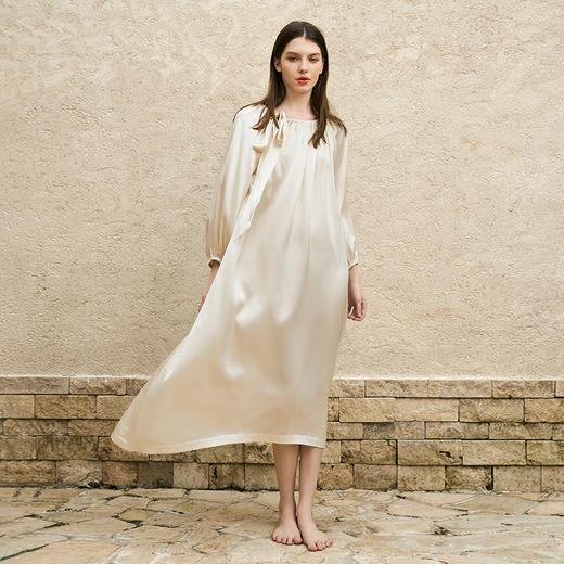 Solo seta22姆米重磅真丝连衣睡裙女款桑蚕丝家居服2025纯色 商品图1