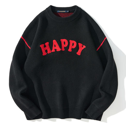 【新年款】罗蒙秋冬双面刺绣毛衣男加厚保暖男士毛衣时尚宽松男士针织衫男 商品图2