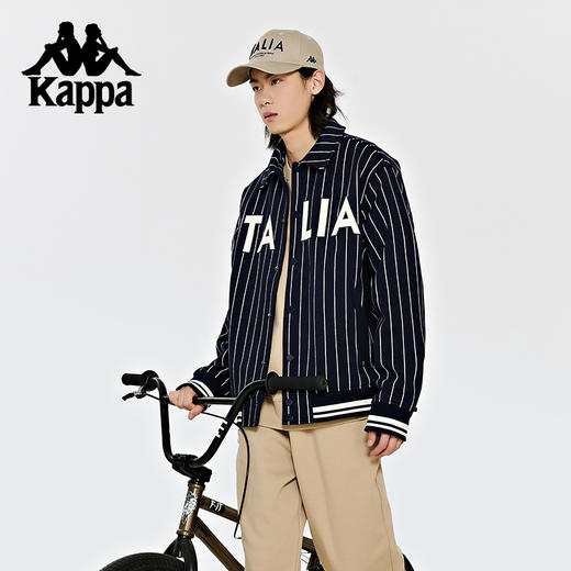 Kappa卡帕复古针织开衫2024新款男运动条纹休闲长袖外套K0E12WK03 商品图2