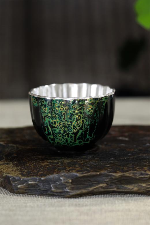 大漆银杯°菊韵花瓣杯（漆纹随机） 商品图0