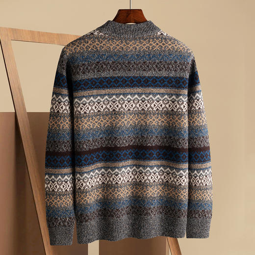 【100绵羊毛 复古风】罗蒙秋冬男士羊毛衫加厚休闲百搭羊毛衫男针织保暖毛衣 商品图3