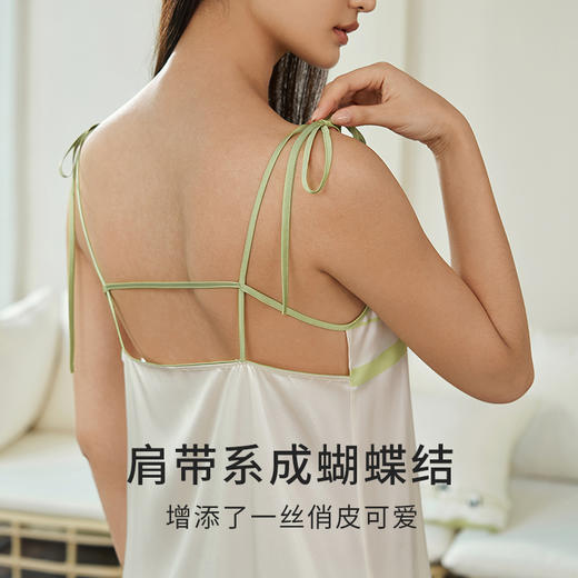 金三塔19姆米重磅真丝吊带裙熊猫印花舒适桑蚕丝系带睡裙家居服新品  YSFEA305 商品图3