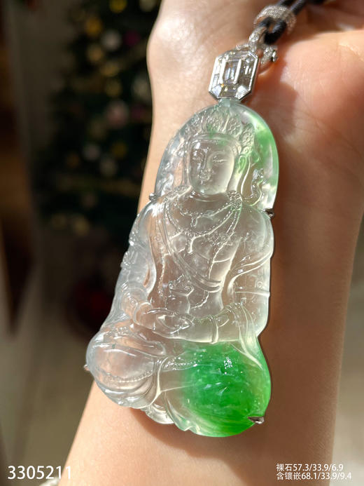 玻璃种飘翠度母吊坠【3305211】具体价格微信咨询 商品图2