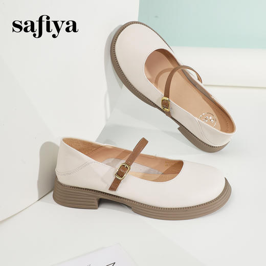 Safiya/索菲娅2025春季新品法式牛皮低跟百搭学院风浅口玛丽珍单鞋 SF41111094/SFD1111094 商品图4