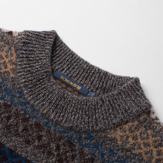 【100绵羊毛 复古风】罗蒙秋冬男士羊毛衫加厚休闲百搭羊毛衫男针织保暖毛衣 商品图4