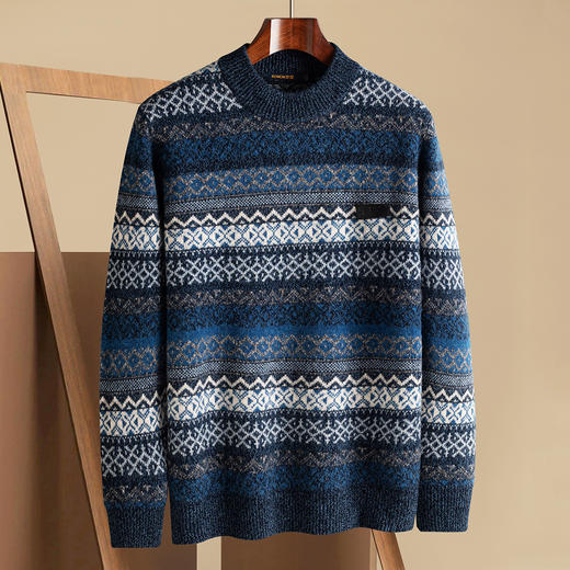 【100绵羊毛 复古风】罗蒙秋冬男士羊毛衫加厚休闲百搭羊毛衫男针织保暖毛衣 商品图2