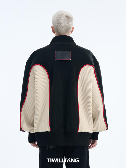 TIWILLTANG启世录“坞昼烛曳”颗粒绒撞色拼接异料包边罗纹卫衣 商品图2