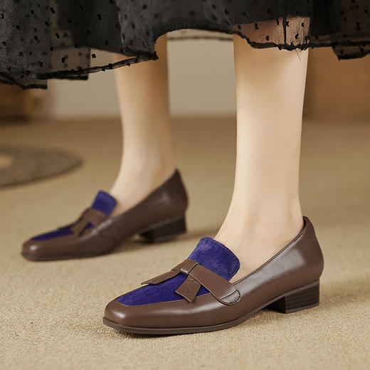 春季新款，乱搭色马毛牛皮舒适乐福鞋小皮鞋女单鞋XHD-D2402 商品图0