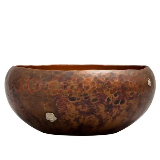 【样品清仓6折，仅1件，无货退款】臻宝堂（ZENBOTON）纯铜镶银梅花茶洗水洗纯手工茶渣桶茶具家用紫铜建水功夫茶道配件 暗香建水.器形更新 请联系客服 容量约850ml 商品图0