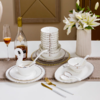 景德镇骨瓷餐具38件套-北欧风天鹅一号（38件套：九斗汤碗1；8英寸平盘2；8寸深盘4；高脚碗6；大勺1；小勺6；味碟6；合金筷子10；烟灰缸1；牙签筒1） 商品缩略图5