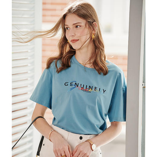 欧芮儿刺绣短袖T恤女2021新款夏季宽松韩版网红体恤ins百搭上衣潮 商品图0