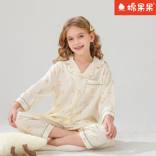 棉果果专柜同款春季新品内衣家居女宝5A抗菌抗菌梭织对开家居服M121304424740 商品图2