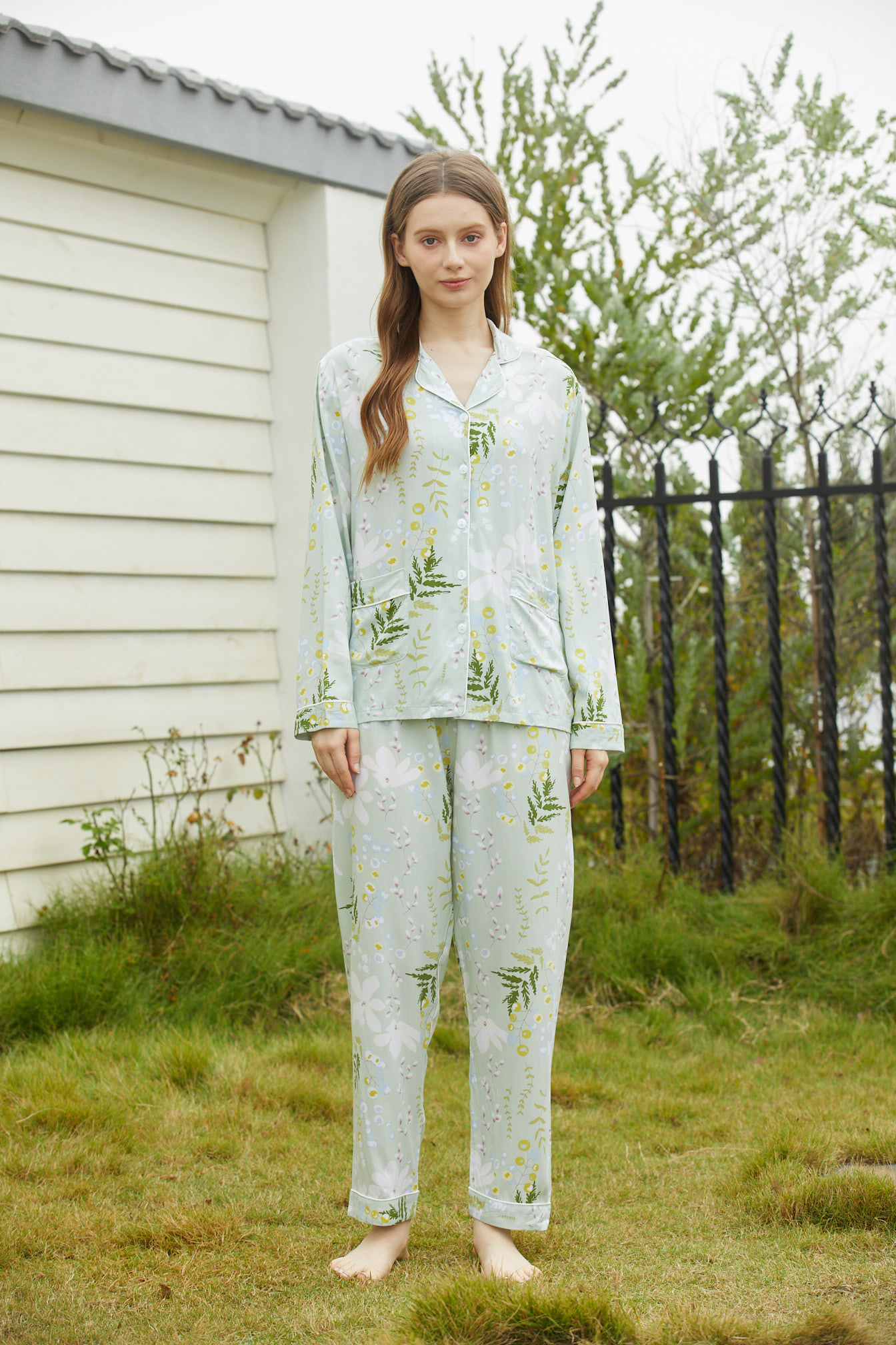 【满2件/99元】【秀黛】女翻领植物长袖套装L1551014T【门店同款】