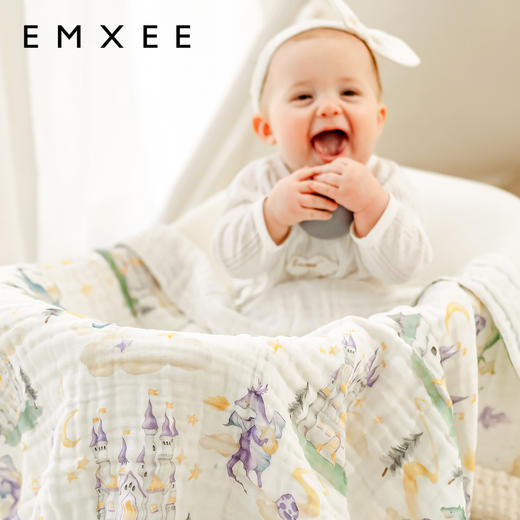 【洗浴用品】EMXEE嫚熙婴儿纱布浴巾纯棉超软包被裹巾 商品图0