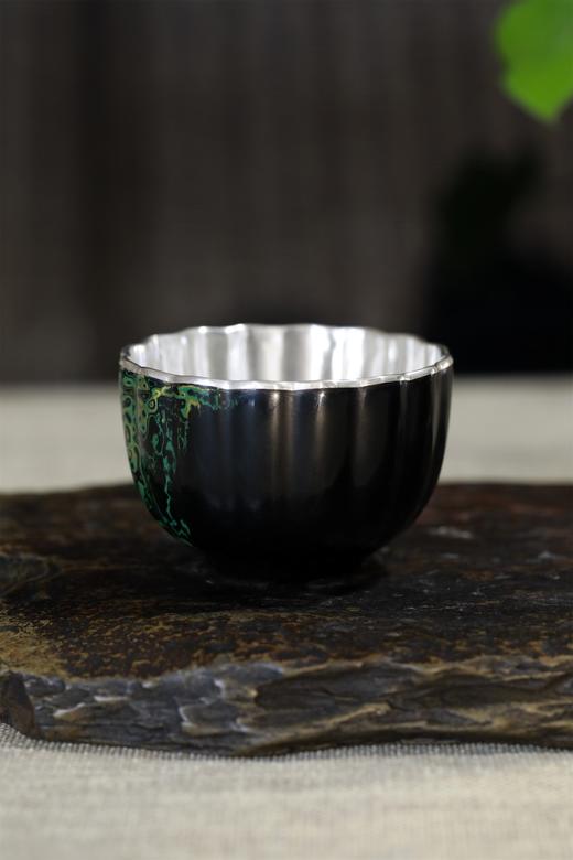大漆银杯°菊韵花瓣杯（漆纹随机） 商品图2