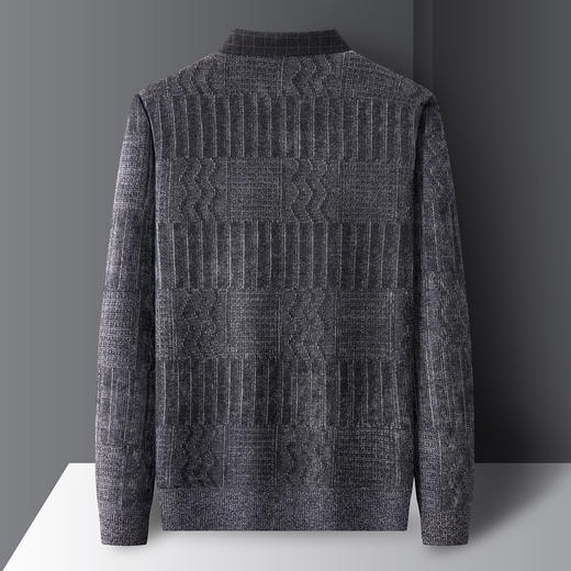 【加绒加厚】罗蒙秋冬雪尼尔假两件针织衫男士衬衫领商务毛衣男士针织衫 商品图3