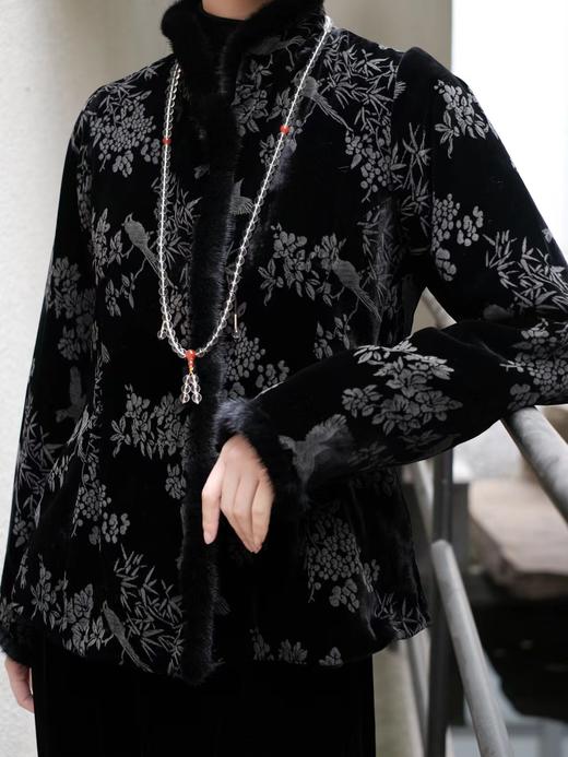 盛唐牡丹 |喜上眉梢丝绒水貂夹棉外套 商品图1