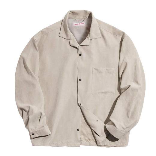 马登复古桃皮绒古巴领长袖衬衫叠穿小众设计感上衣春季衬衣女 商品图4