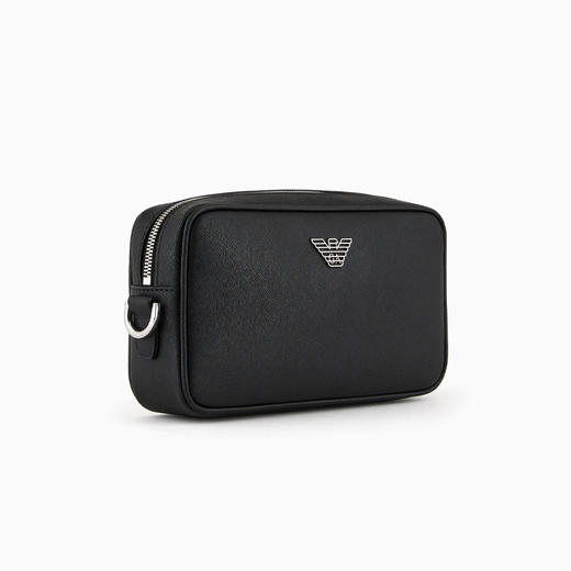 EMPORIO ARMANI 阿玛尼 男士再生 Saffiano 皮革鹰牌徽标手包 黑色 Y4R356 Y138E 81072 商品图1