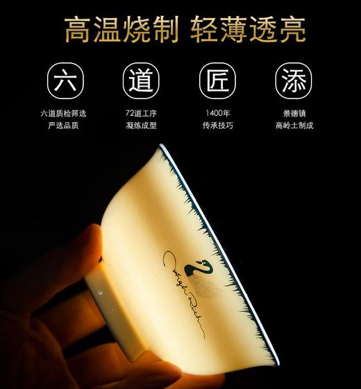 景德镇骨瓷餐具38件套-北欧风天鹅一号（38件套：九斗汤碗1；8英寸平盘2；8寸深盘4；高脚碗6；大勺1；小勺6；味碟6；合金筷子10；烟灰缸1；牙签筒1） 商品图4