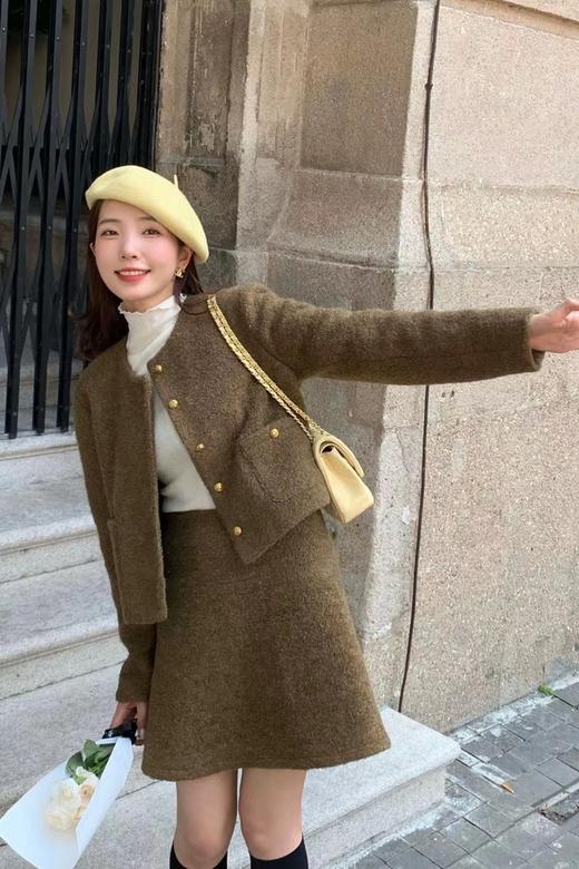 Le Malene 气质圆领咖啡色小香风外套 17450 商品图1