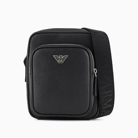 EMPORIO ARMANI 阿玛尼 男士再生 Saffiano 皮革斜挎包 黑色 Y4M387 Y138E 81072