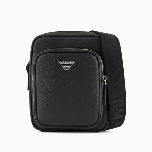 EMPORIO ARMANI 阿玛尼 男士再生 Saffiano 皮革斜挎包 黑色 Y4M387 Y138E 81072 商品图0