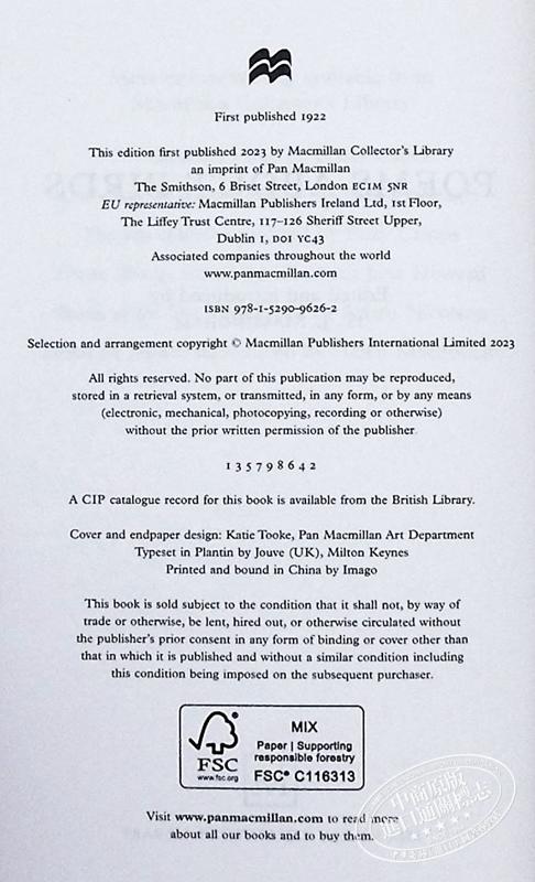 【中商原版】Collectors Library系列 关于鸟类的诗歌 Poems About Birds 英文原版 H J Massingham 赞美鸟儿 商品图3