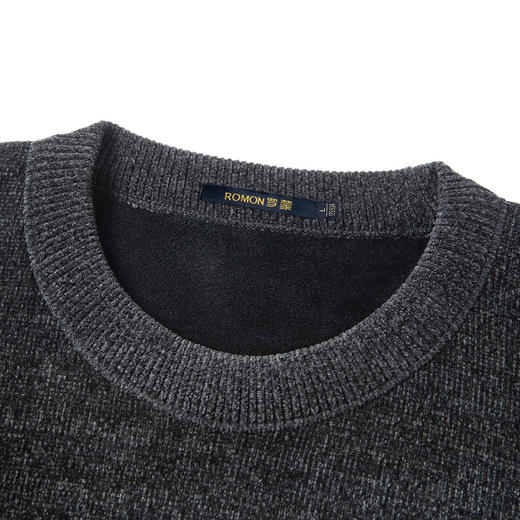 27DKLWA28R【加绒加厚】罗蒙秋冬网状提花针织衫男休闲保暖毛衣男士针织衫打底衫男 商品图4