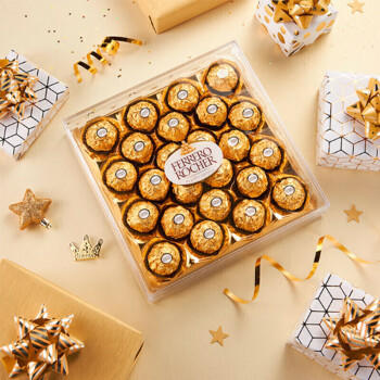 费列罗FERRERO 榛果巧克力礼盒24粒装 赠蔬菜饼干 零食 商品图4