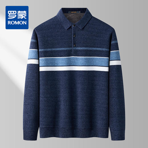 【加绒加厚】罗蒙秋冬速暖仿羊绒polo衫男长袖t恤休闲时尚男士polo衫长袖 商品图0