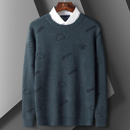 27DKMY1072【双面提花】罗蒙秋冬加厚毛衣男提花男士针织衫保暖针织衫男舒适男士毛衣 商品图1