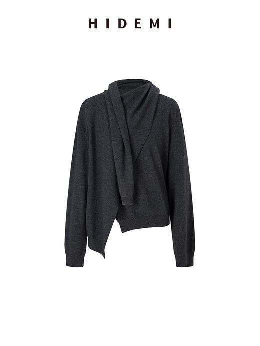 HIDEMI 美丽奴羊毛不对称多穿式毛织上衣 商品图7